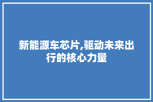 新能源车芯片,驱动未来出行的核心力量
