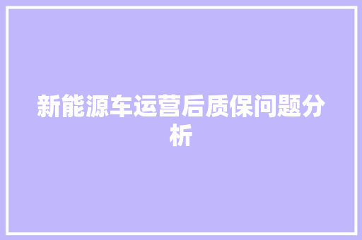 新能源车运营后质保问题分析 蓄电池配件