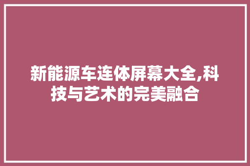 新能源车连体屏幕大全,科技与艺术的完美融合