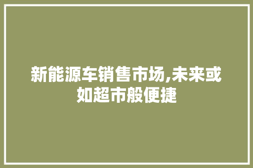 新能源车销售市场,未来或如超市般便捷 车灯配件