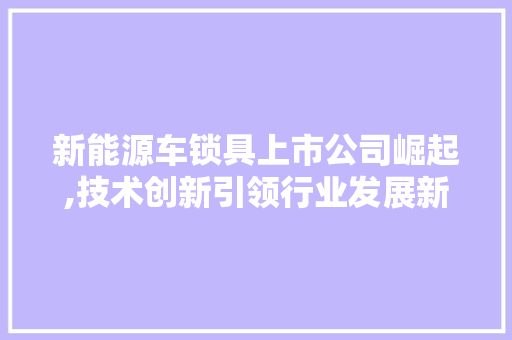 新能源车锁具上市公司崛起,技术创新引领行业发展新趋势