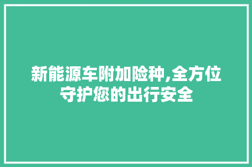 新能源车附加险种,全方位守护您的出行安全 蓄电池配件