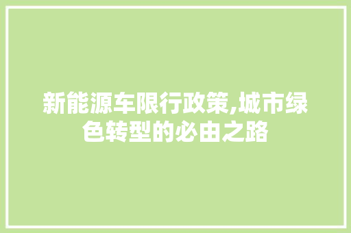 新能源车限行政策,城市绿色转型的必由之路