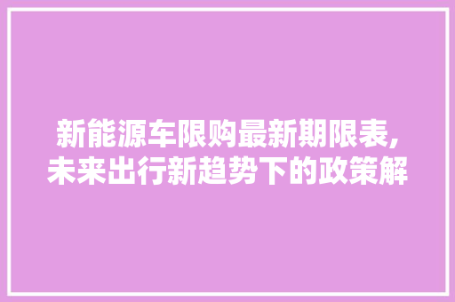 新能源车限购最新期限表,未来出行新趋势下的政策解读