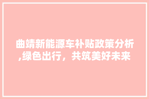 曲靖新能源车补贴政策分析,绿色出行，共筑美好未来 发动机配件