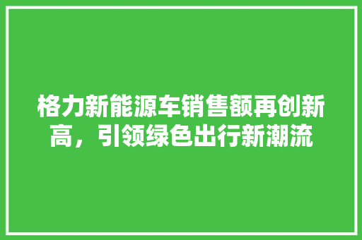 格力新能源车销售额再创新高，引领绿色出行新潮流 汽车配件