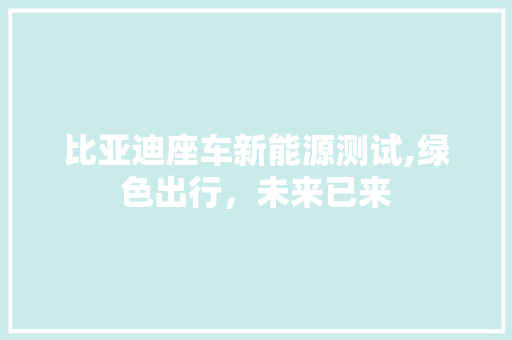 比亚迪座车新能源测试,绿色出行，未来已来