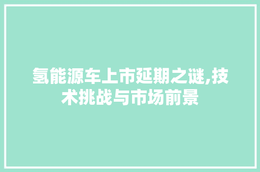氢能源车上市延期之谜,技术挑战与市场前景
