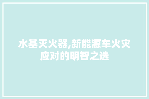 水基灭火器,新能源车火灾应对的明智之选 汽车配件