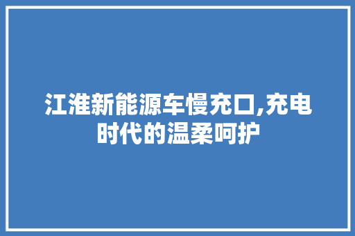 江淮新能源车慢充口,充电时代的温柔呵护