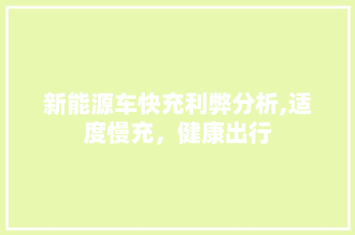 新能源车快充利弊分析,适度慢充，健康出行