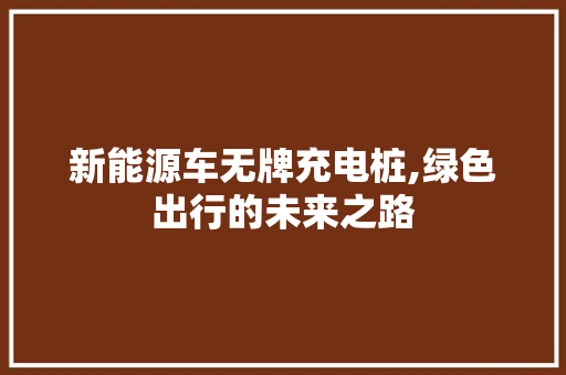 新能源车无牌充电桩,绿色出行的未来之路 发动机配件