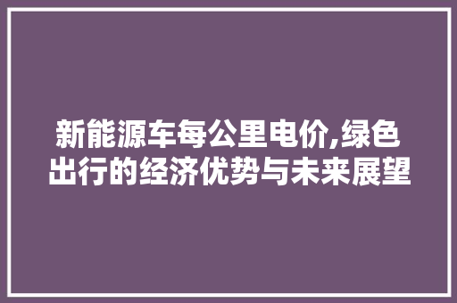 新能源车每公里电价,绿色出行的经济优势与未来展望