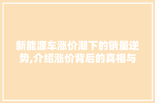 新能源车涨价潮下的销量逆势,介绍涨价背后的真相与挑战