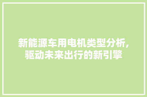 新能源车用电机类型分析,驱动未来出行的新引擎