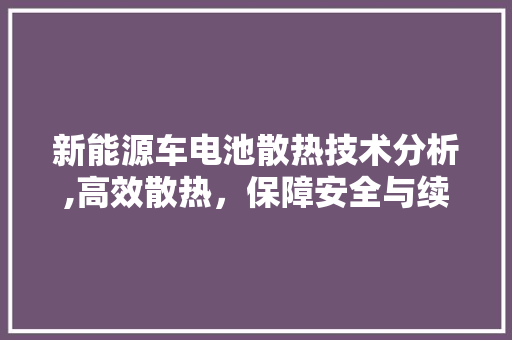 新能源车电池散热技术分析,高效散热，保障安全与续航