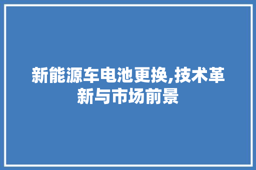 新能源车电池更换,技术革新与市场前景