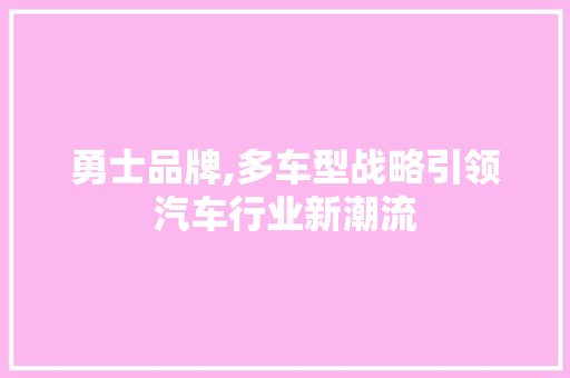勇士品牌,多车型战略引领汽车行业新潮流