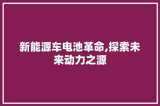 新能源车电池革命,探索未来动力之源 发动机配件