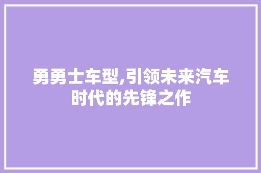 勇勇士车型,引领未来汽车时代的先锋之作