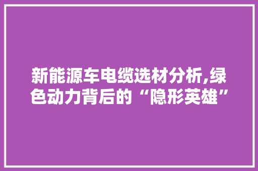 新能源车电缆选材分析,绿色动力背后的“隐形英雄”