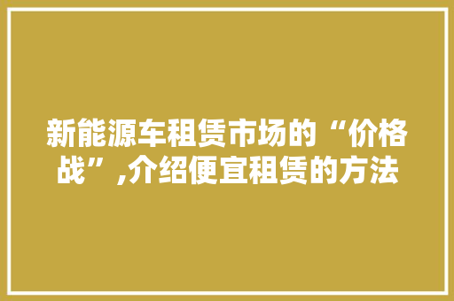 新能源车租赁市场的“价格战”,介绍便宜租赁的方法 底盘配件