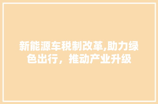 新能源车税制改革,助力绿色出行，推动产业升级