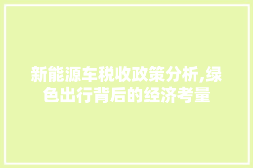 新能源车税收政策分析,绿色出行背后的经济考量