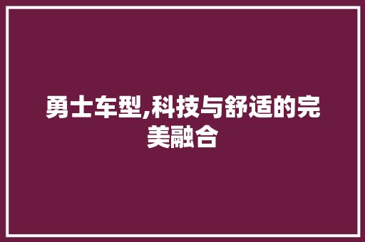 勇士车型,科技与舒适的完美融合