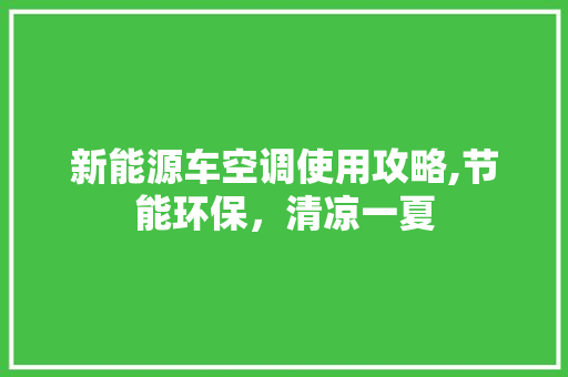 新能源车空调使用攻略,节能环保，清凉一夏