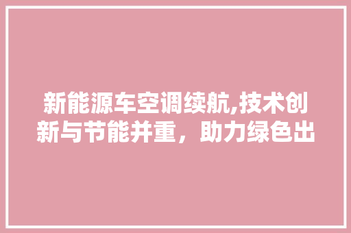 新能源车空调续航,技术创新与节能并重，助力绿色出行