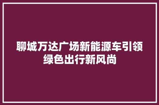聊城万达广场新能源车引领绿色出行新风尚