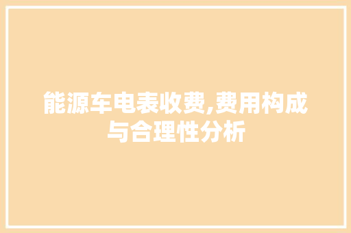 能源车电表收费,费用构成与合理性分析