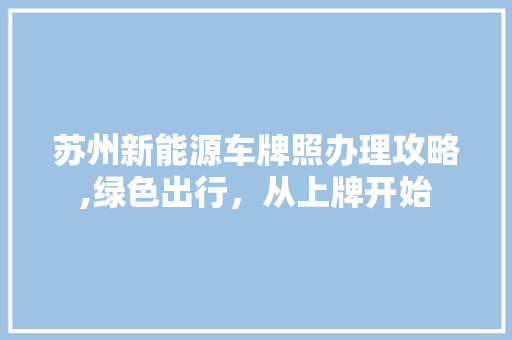 苏州新能源车牌照办理攻略,绿色出行，从上牌开始