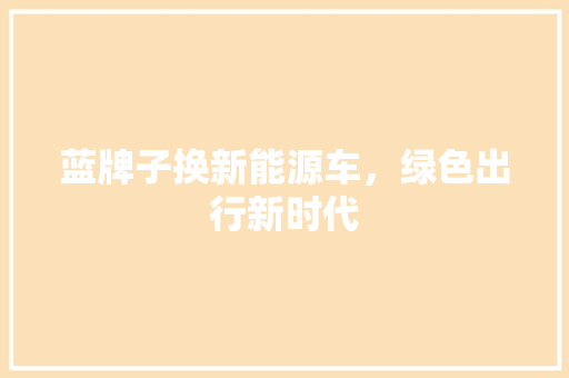 蓝牌子换新能源车，绿色出行新时代