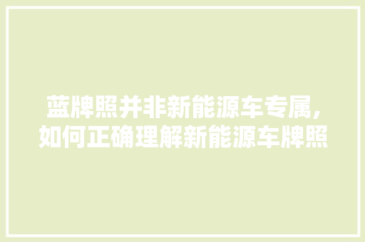 蓝牌照并非新能源车专属,如何正确理解新能源车牌照政策