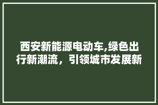 西安新能源电动车,绿色出行新潮流，引领城市发展新风向