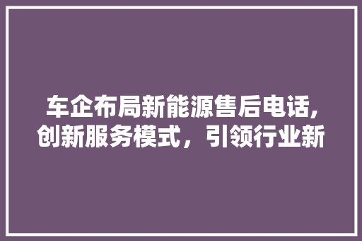 车企布局新能源售后电话,创新服务模式，引领行业新潮流