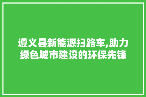 遵义县新能源扫路车,助力绿色城市建设的环保先锋