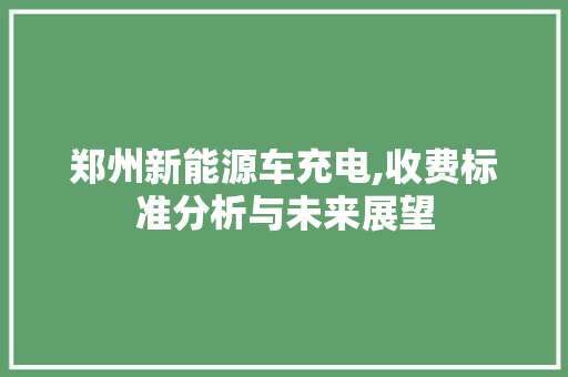 郑州新能源车充电,收费标准分析与未来展望 发动机配件