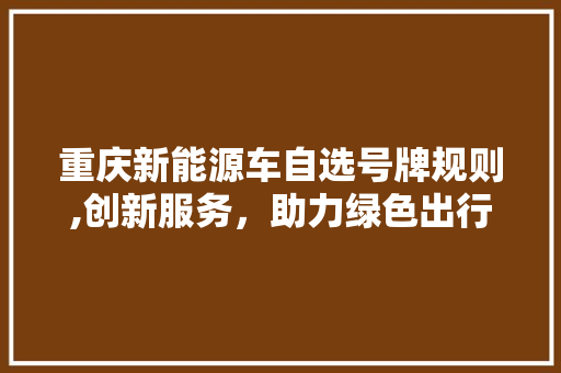 重庆新能源车自选号牌规则,创新服务，助力绿色出行
