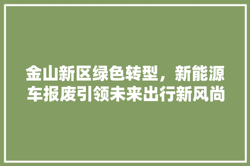 金山新区绿色转型，新能源车报废引领未来出行新风尚