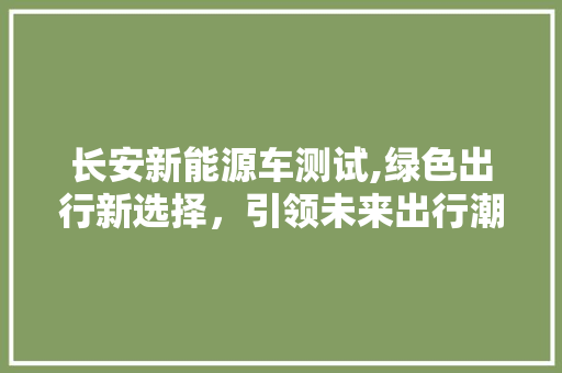 长安新能源车测试,绿色出行新选择，引领未来出行潮流 发动机配件