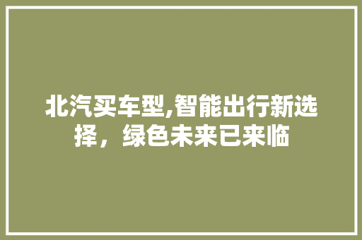 北汽买车型,智能出行新选择，绿色未来已来临