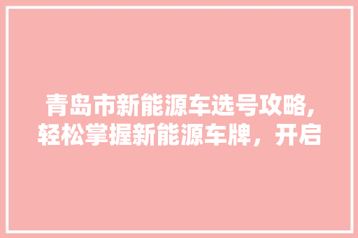 青岛市新能源车选号攻略,轻松掌握新能源车牌，开启绿色出行新篇章