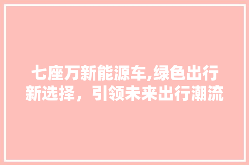 七座万新能源车,绿色出行新选择，引领未来出行潮流 变速箱配件