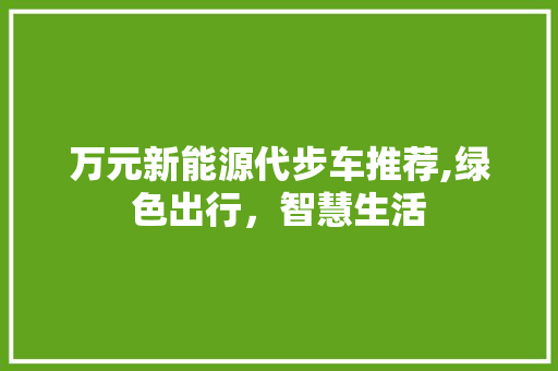 万元新能源代步车推荐,绿色出行，智慧生活