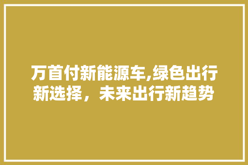 万首付新能源车,绿色出行新选择，未来出行新趋势