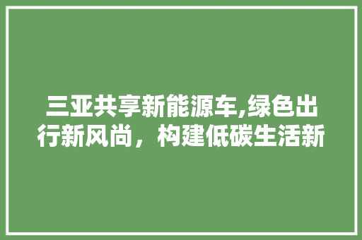 三亚共享新能源车,绿色出行新风尚，构建低碳生活新篇章 蓄电池配件