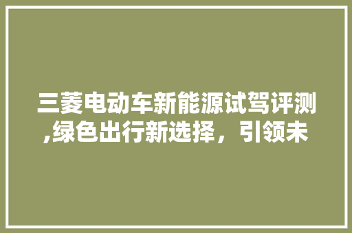 三菱电动车新能源试驾评测,绿色出行新选择，引领未来出行潮流